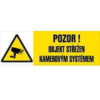 Značka Pozor – Objekt střežen kamerovým systémem, fólie, 100 × 300 mm